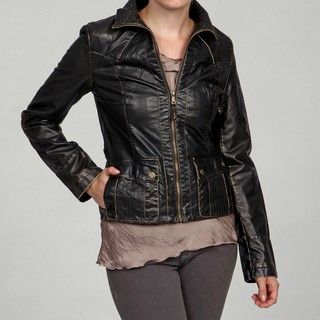 Big Chill Womens Faux Leather Flap pocket Jacket