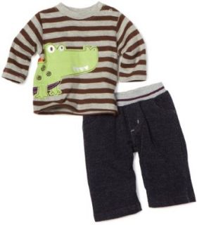 Mini Bean Baby Boys Newborn Alligator Pant Set, Gray, 3 6