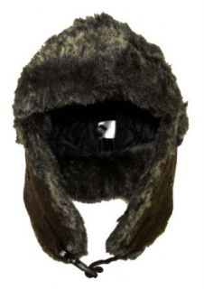 London Fog Brown with Faux Fur Lining Trapper Mens Hat
