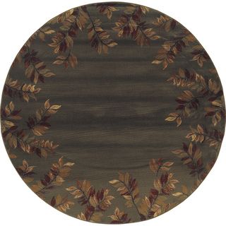 Indoor Blue green/ Brown Transitional Area Rug (78 Round)