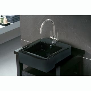 Black Vitreous China Countertop Bathroom Sink