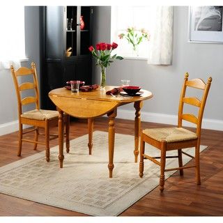 Wood and Rush 3 piece Ladderback Dining Set