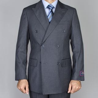 Carlo Lusso Mens Charcoal Grey Double Breasted Suit