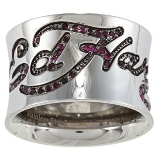 Ed Hardy Stainless Steel Ed Hardy Logo Cubic Zirconia Ring