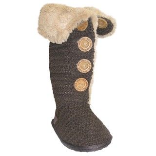 Muk Luks Womens Brown Crochet Button up Faux fur Boots