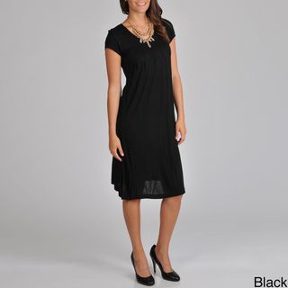 La Cera Womens Short sleeve Inverted Pleat Knit Dress