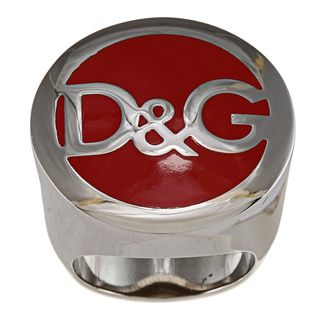Dolce & Gabbana Stainless Steel Unisex Red Logo Ring