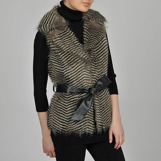 Regent Womens Chevron Faux Fur Vest