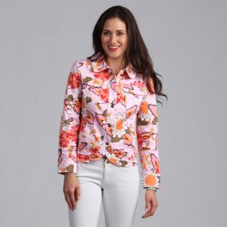Womens Pink Floral Printed Casual Jacket Today $34.99