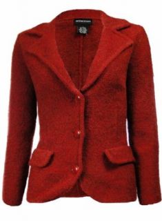 Sutton Studio Womens Wool Blend Sweater Blazer Red