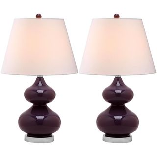 Eva Double Gourd Glass Dark Purple 1 light Table Lamps (Set of 2