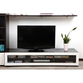 Miliboo   Meuble TV design lumineux 1.89 m chocolat et blanc SYMBIOSIS
