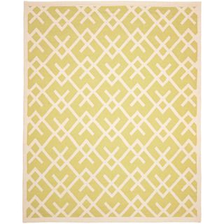 Moroccan Light Green/ Ivory Dhurrie Wool Rug (5 x 8)