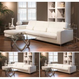Riviera White Leather Sectional Sofa
