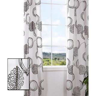 Crewel Embroidered Faux Linen 96 inch Curtain Panel