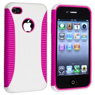 Hot Pink TPU/ White Hard Hybrid Case for Apple iPhone 4/ 4S
