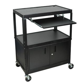 Luxor Adjustable Steel A/V Cart with Keyboard Shelf and Cabinet