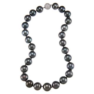 Platinum South Sea Pearl and 2 4/5ct TDW Diamond Necklace (G H, SI1