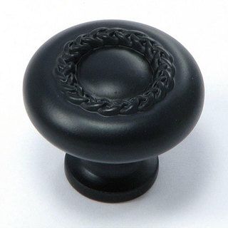 Stone Mill Rope Design Matte Black Cabinet Knobs (Pack of 5