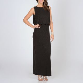 Cachet Womens Black Glitter Knit Blouson Gown