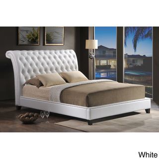 Jazmin Tufted White Modern Bed with Upholstered Headboard