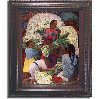Diego Rivera Flower Vendor Framed Canvas Art
