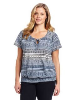 Lucky Brand Womens Plus Size Ombre Print Top Clothing