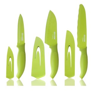 Art and Cook Green Coated Basic Kitchen 3 piece Knife Set