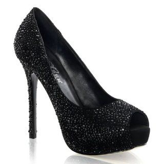 Rhinestone Peep Toe Pumps Black Silver Womens Sexy High Heel Shoes