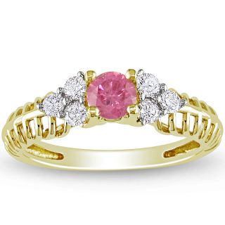 Miadora 14k Yellow Gold 1/2ct TDW Pink and White Diamond Ring (H I, I1