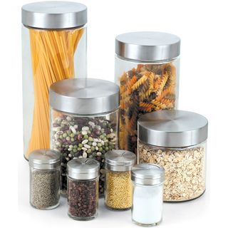 Cook N Home 8 Piece Glass Canister Spice Jar Set