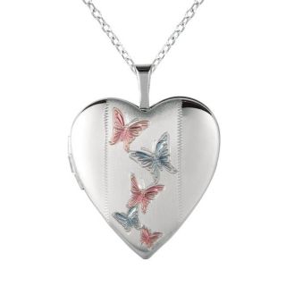 Sterling Silver Butterflies Heart shaped Locket Necklace Today $47.49