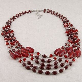 Nickel plated Colors of Red Glass Bead Necklace (India)