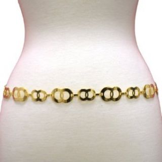 Gold Tone Shiny Interlocking Circles Chain Link Belt