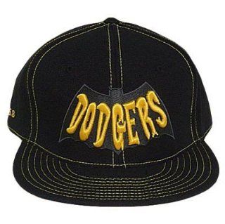 MLB LA DODGERS FLAT BILL FITTED HAT BLACK BATMAN 7 1/2
