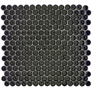 SomerTile 12.25x12 in Penny 3/4 in Black Porcelain Mosaic Tile (Pack