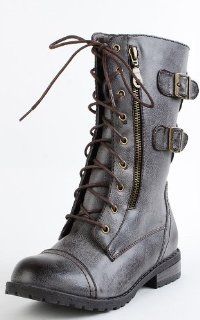 Tina01 Lace Up Combat Boots BROWN Shoes