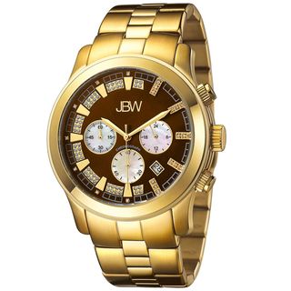 JBW Mens Goldtone Steel Delano Chronograph Diamond Watch