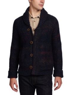 Lucky Brand Mens Space Dye Cable Cardigan Button Down