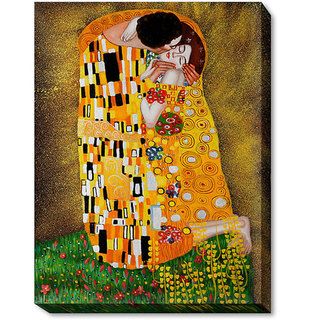 Klimt The Kiss Hand painted Framed Canvas Art