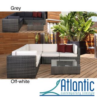 Perugia Grey/Off White 6 piece Wicker Sectional