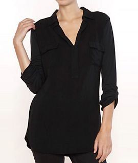 Shirting Woven Knit V Neck Top Plus Size Clothing