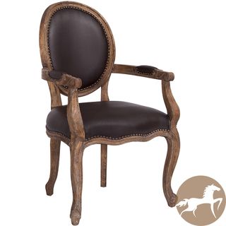 Christopher Knight Home Jacob Espresso Leather Weathered Oak Arm Chair