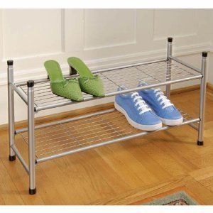 2 Shelf Stackable Shoes Rack   No Tools Required Home