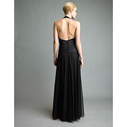 Issue New York Womens Black Pleated Bodice Halter Gown