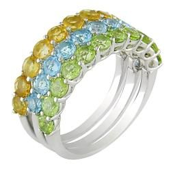 Miadora Stackable Sterling Silver Peridot, Citrine, and Blue Topaz 3