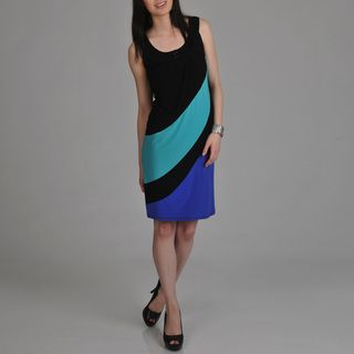 Tiana B. Womens Black Color block Sleeveless Dress