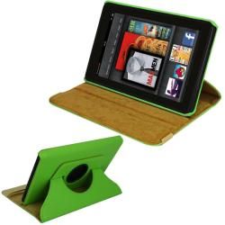 SKQUE  Kindle Fire Green Rotating Leather Case/ Screen Protector