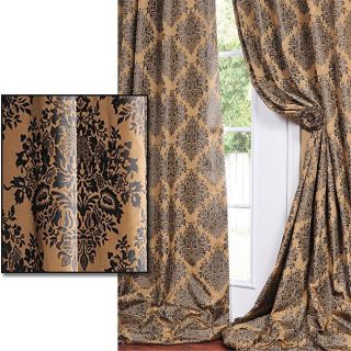 With Soft Black Print Faux Silk Curtain Panel 108 Inch