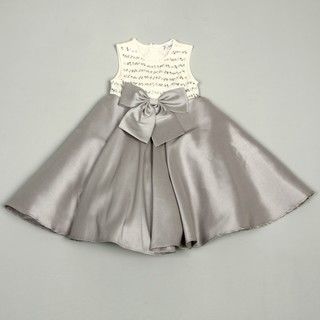 Dorissa Girls Silver Sequin Bow Dress